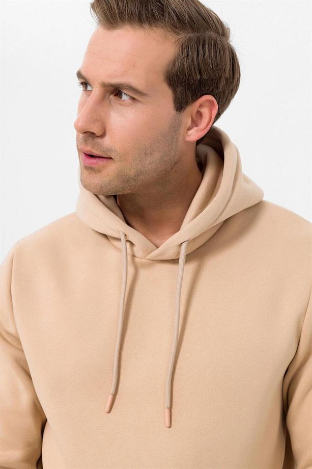 Süvari Kapüşonlu Yaka Regular Kalıp Düz Bej Sweatshirt - 4