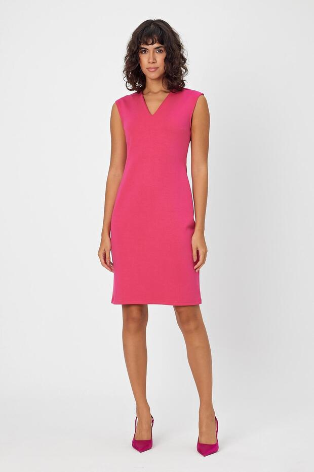 V-NECK PENCIL DRESS (B23-0081)