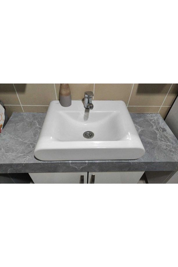 Mutfak Tezgah Üstü Gri Mermer Desen Kendinden Yapışkanlı Folyo Kaplama 70cm X 100cm - 4