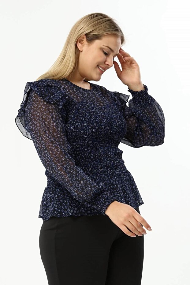 Astarlı Şifon Gipe Detaylı Bluz - 3