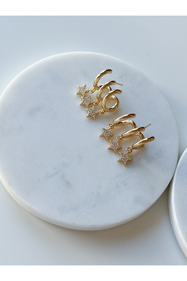 أقراط مكونة من 3 قطع مع مظهر معلق - 1