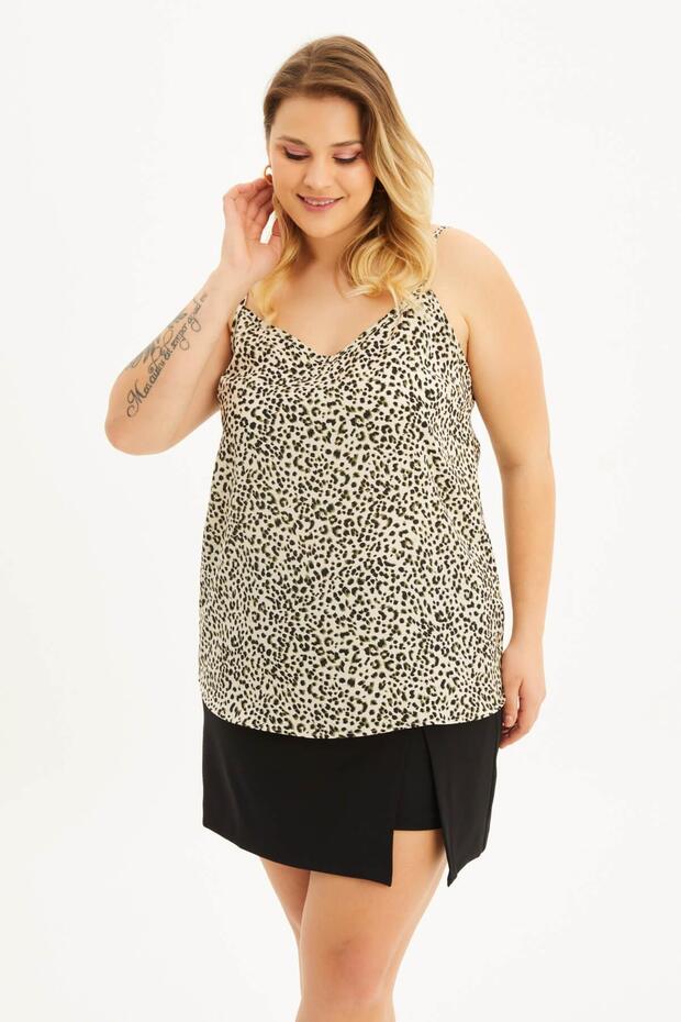 بلوزة منقوشة مع حزام حبل - 2