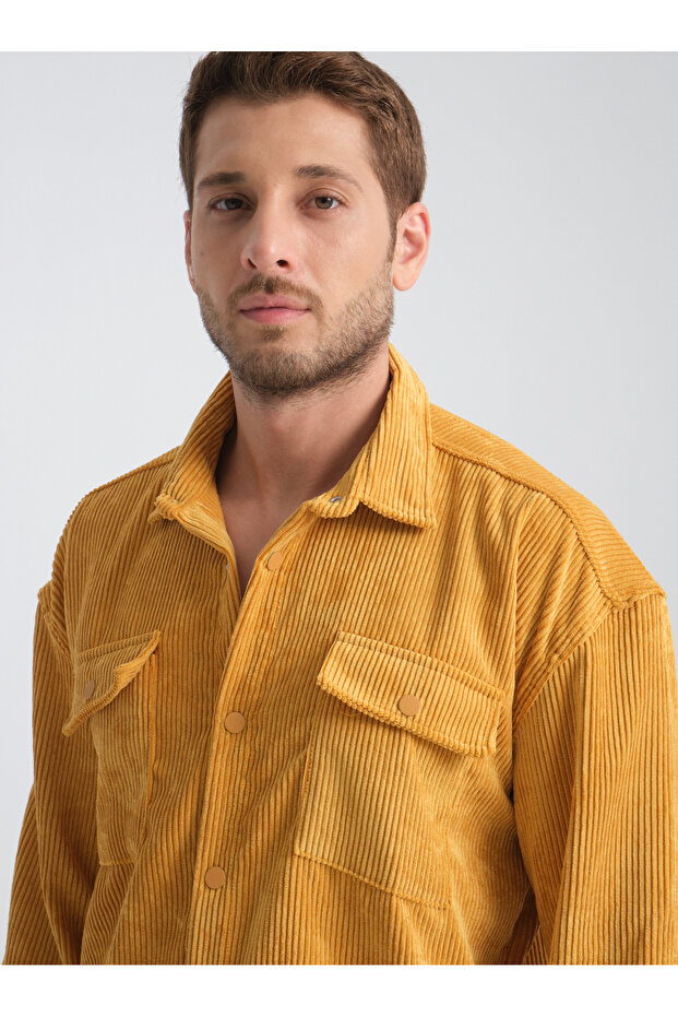 Haven Erkek Oversize Kalın Kadife Gömlek - 5