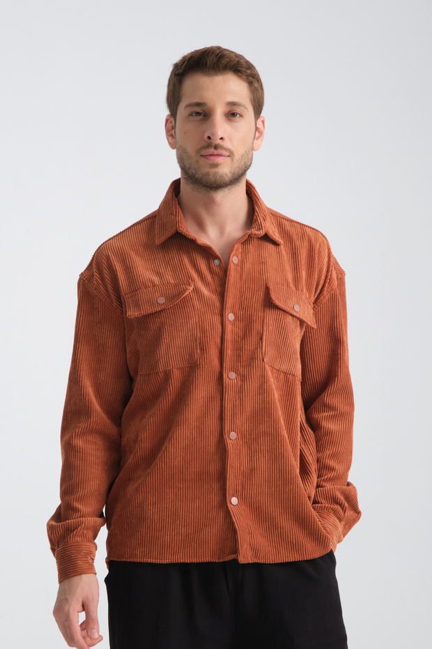 Haven Erkek Oversize Kalın Kadife Gömlek - 7