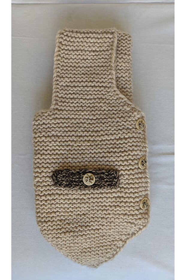 Ata Yeleği Cappucino Rengi El Örgüsü Bebek Yeleği 2 - 3 Yaş - 3