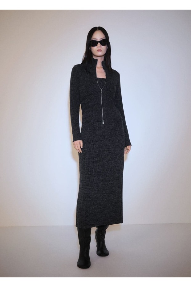 Fermuarlı triko ceket - 2