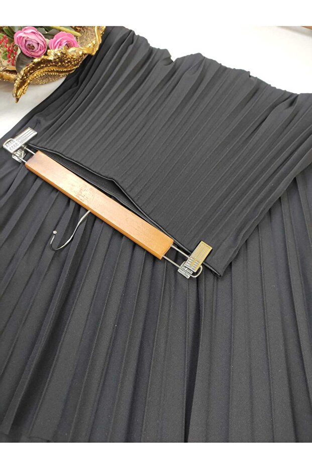DUBLE ÖRME KUMAŞ İNCE PLİSELİ ETEK - 2