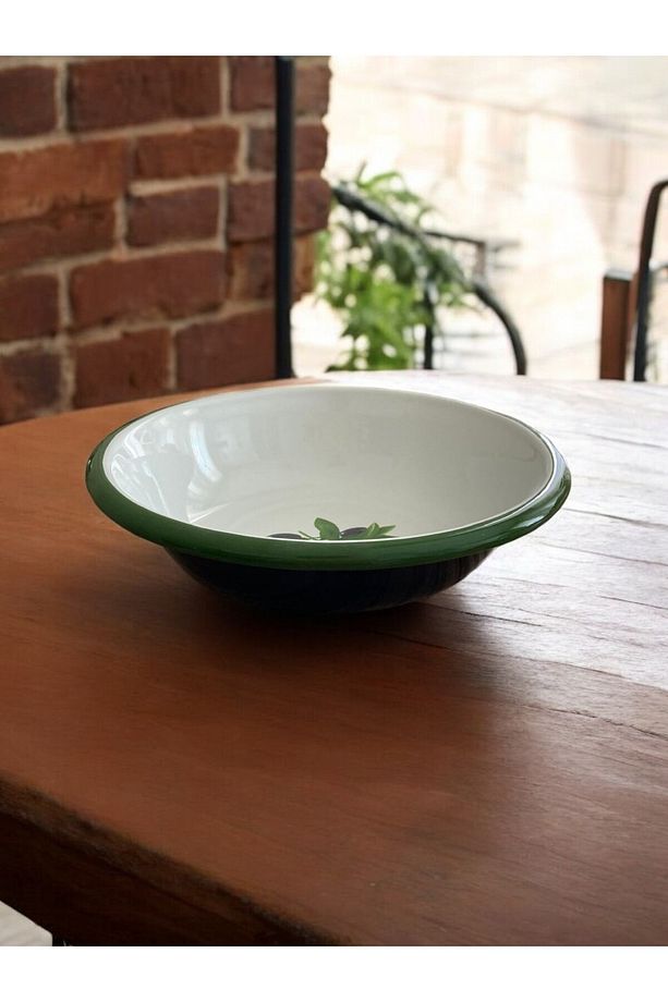 4 Adet 20 Cm Emaye Kase Tabak, Çukur Tabak, Çorba Tabak, Retro, Derin Tabak, Çorba Kase, Sebze - 3
