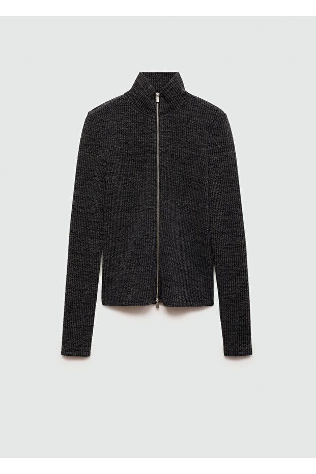 Fermuarlı triko ceket - 3