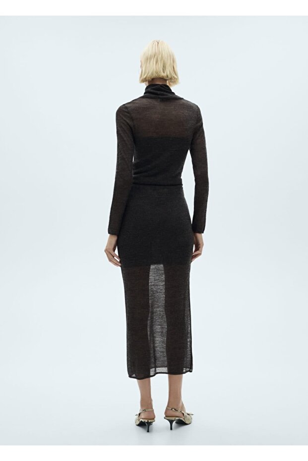 Yarı transparan triko etek - 4