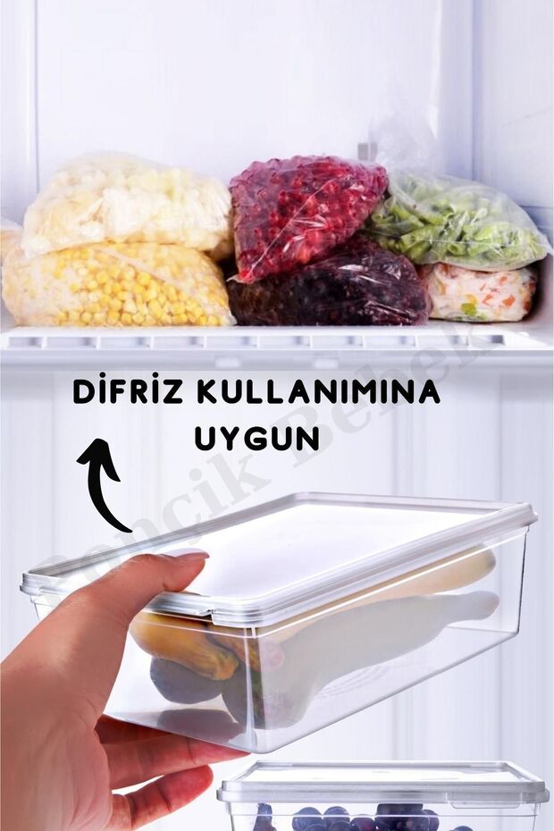Set of 10 with 2.5 Lt Capacity - Square Storage Container Suitable for Deep Freezer - 6