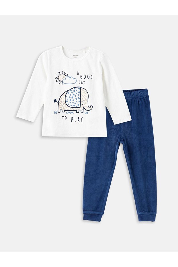 Lcw Baby Crew Neck Long Sleeve Printed Baby Boy Pajama Set (W4)