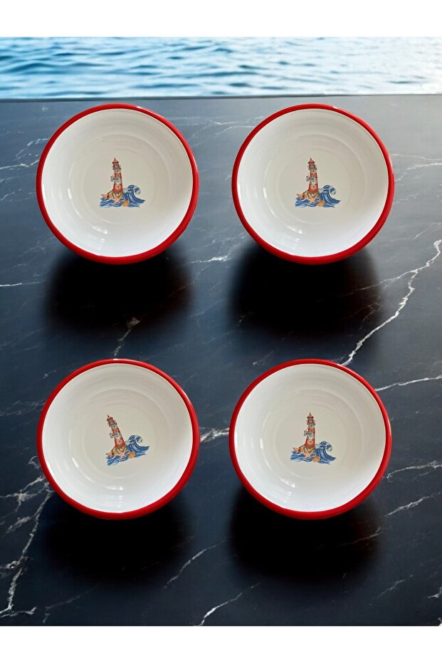 4 Pieces 24 cm Enamel Bowl Plate, Deep Plate, Soup Plate, Retro, Deep Plate, Soup Bowl, Marinade