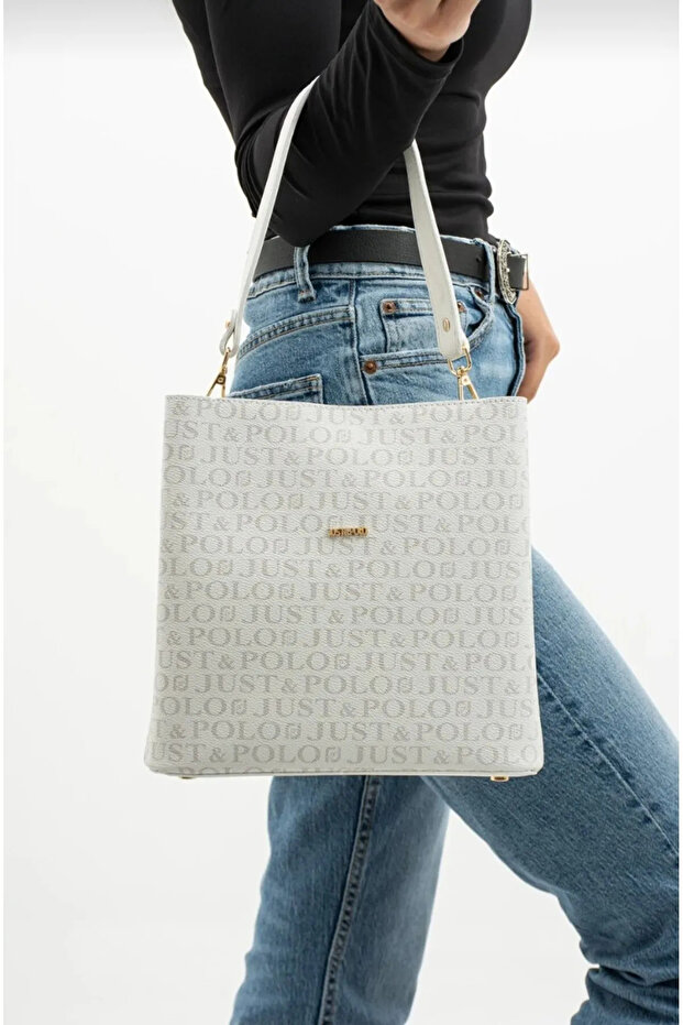 Women's White Print Patterned Hand and Shoulder Bag-Rc2117