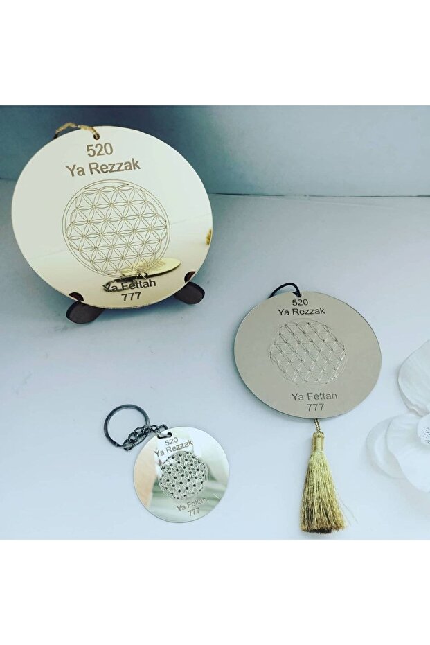 Altın Pleksi Yaşam Çiçeği 3'lü Set