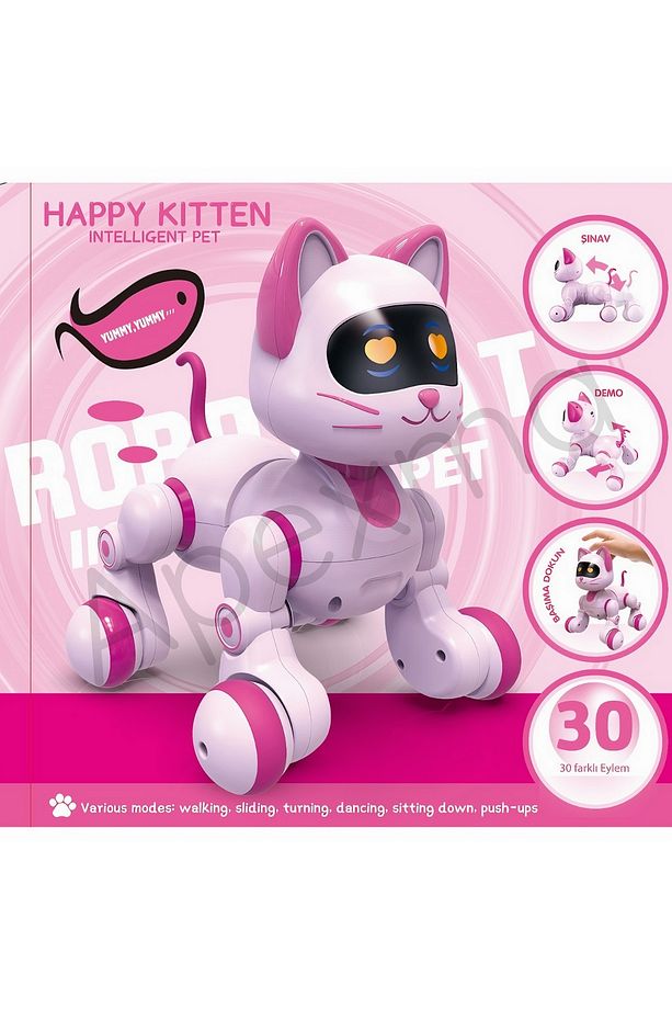 Uzaktan Kumandalı Şarjlı Sesli ve Işıklı Dokunma Algılama & Programlama Özellikli Sevimli Robot Kedi - 1
