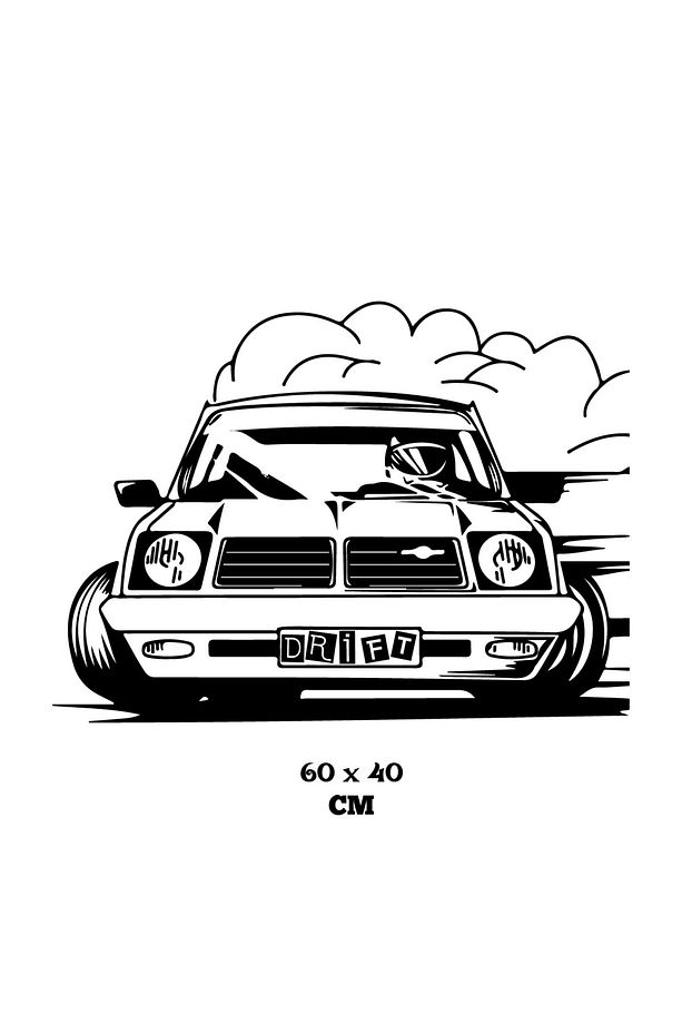 Drift Modifiyeli Araba Duvar Sticker Yapıştırma (SUDAN VE NEMDEN ETKİLENMEZ) - 3