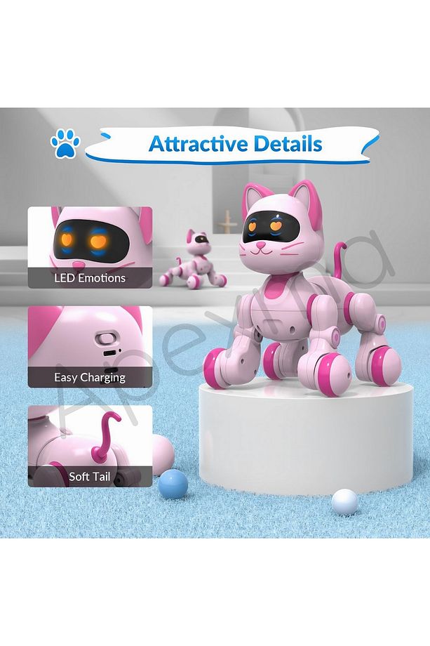 Uzaktan Kumandalı Şarjlı Sesli ve Işıklı Dokunma Algılama & Programlama Özellikli Sevimli Robot Kedi - 9
