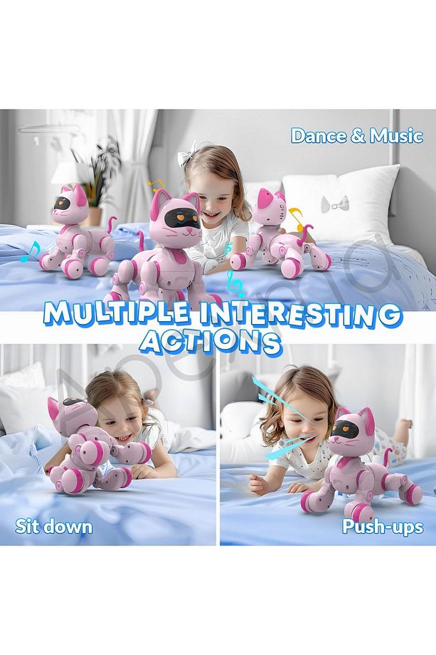 Uzaktan Kumandalı Şarjlı Sesli ve Işıklı Dokunma Algılama & Programlama Özellikli Sevimli Robot Kedi - 8