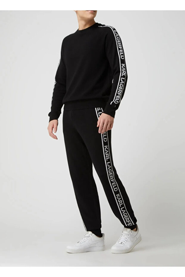 Stripe Logo Black Sweatshirt