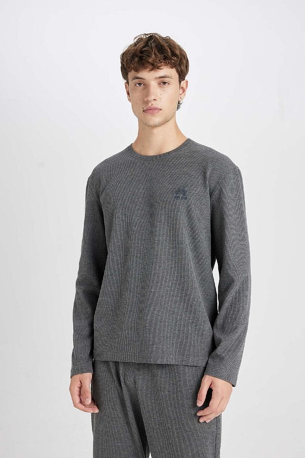 Pijama Takımı Bisiklet Yaka Baskılı Uzun Kollu Üst Uzun Alt D0945ax24wn - 4