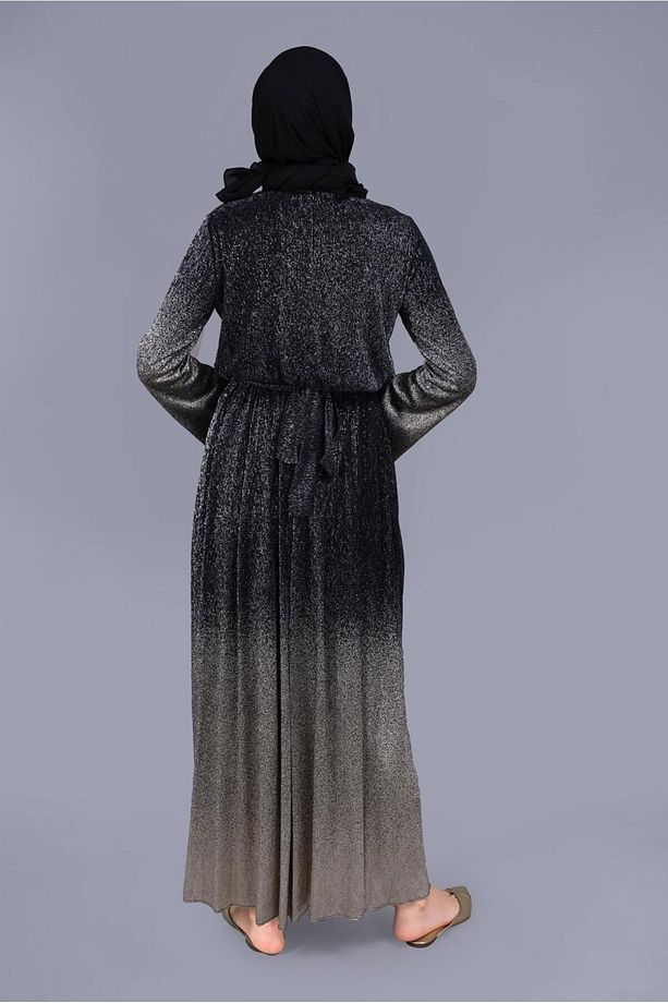 FOİL BASKILI SİMLİ ELBİSE 40831 - 3