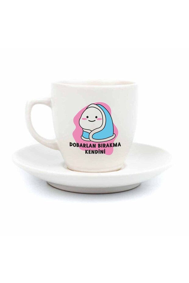 كوب القهوة التركي Dobarlan Drop Self Cream - كوب قهوة تركي من السيراميك هدية