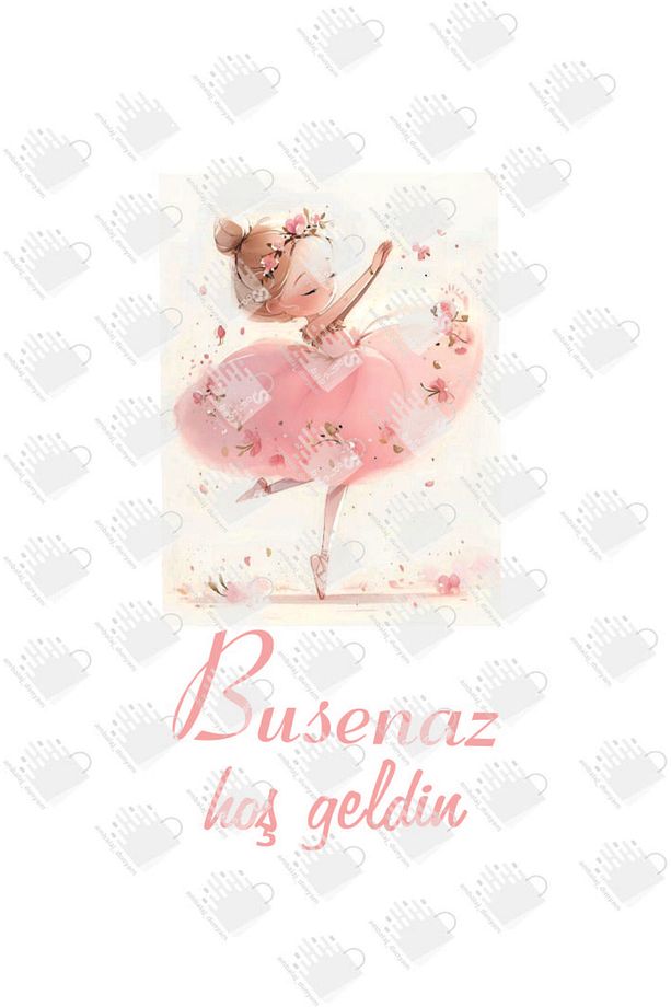 50 Adet Kişiye Özel Tek Yön Isim Baskılı Balerin Figürlü Hediye Çanta / Poşeti (18*8*24) - 2