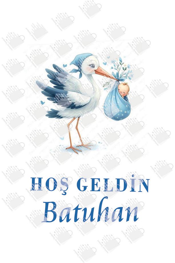 50 Adet Leylek Figürlü Hoş Geldin Bebek Hediye Poşeti (18*8*24) - 2