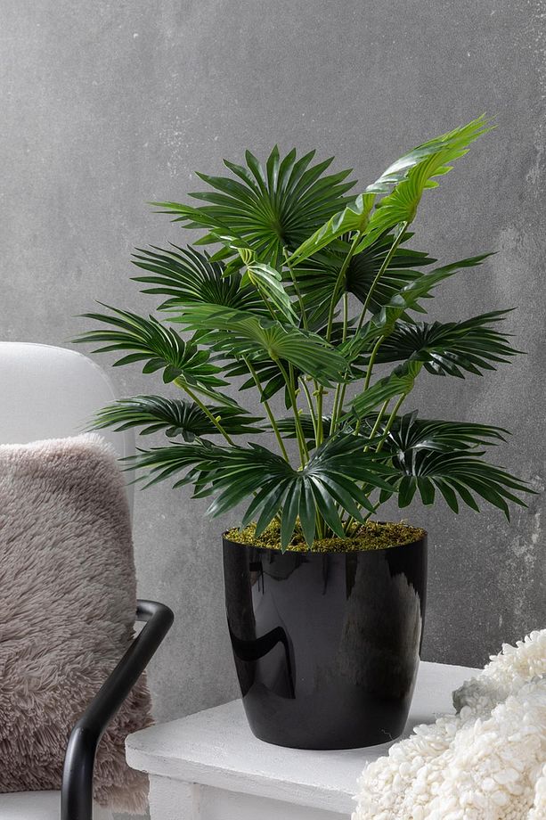 Yapay Çiçek Yelpaze Palmiye 8 Dal Salon Çiçeği(SAKSISIZ) - 5
