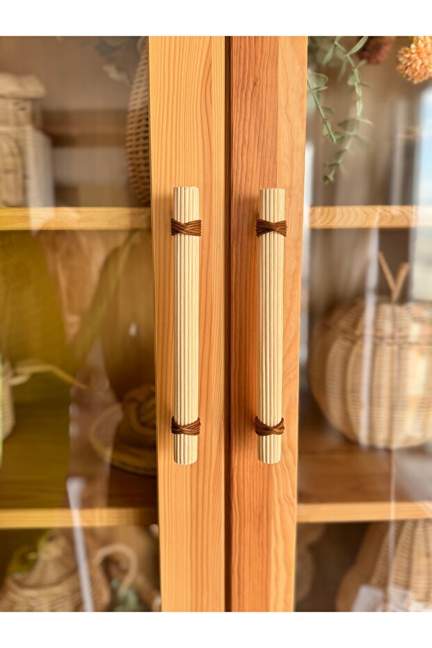 22.4 cm Rattan Kulp- 224mm Rattan Kulp -Dolap Kulp -Çekmece Kulp- Hasır Kulp-meşe renk kulp - 7