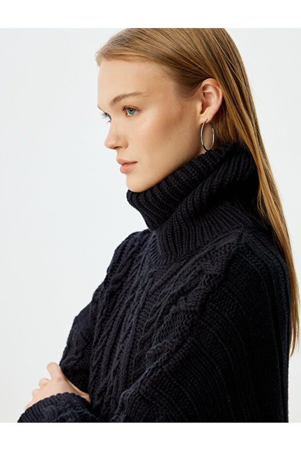 Turtleneck Hair Knit Textured Knitwear Sweater