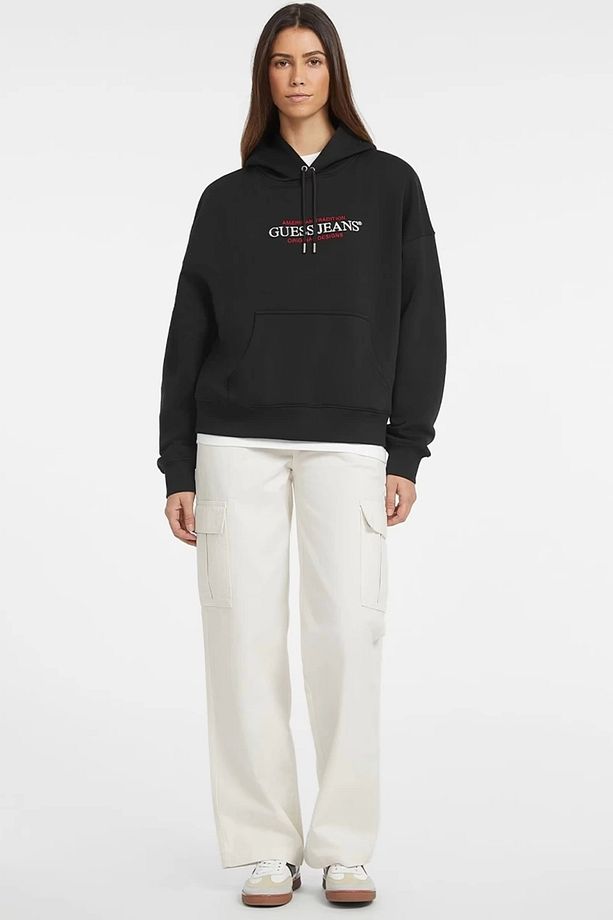 Jeans Kadın Kapüşonlu Oversize Siyah Sweatshirt - 1