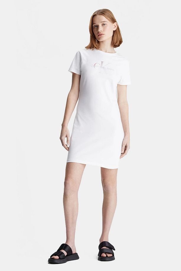 DIFFUSED MONOLOGO DRESS Kadın Beyaz Elbise J20J223056-YAF - 1