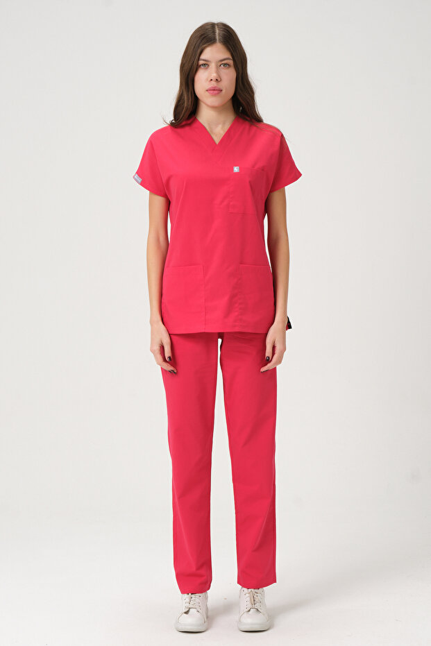Lycra Scrubs Pomegranate Flower Bat Sleeve Doctor Nurse Jersey Suit
