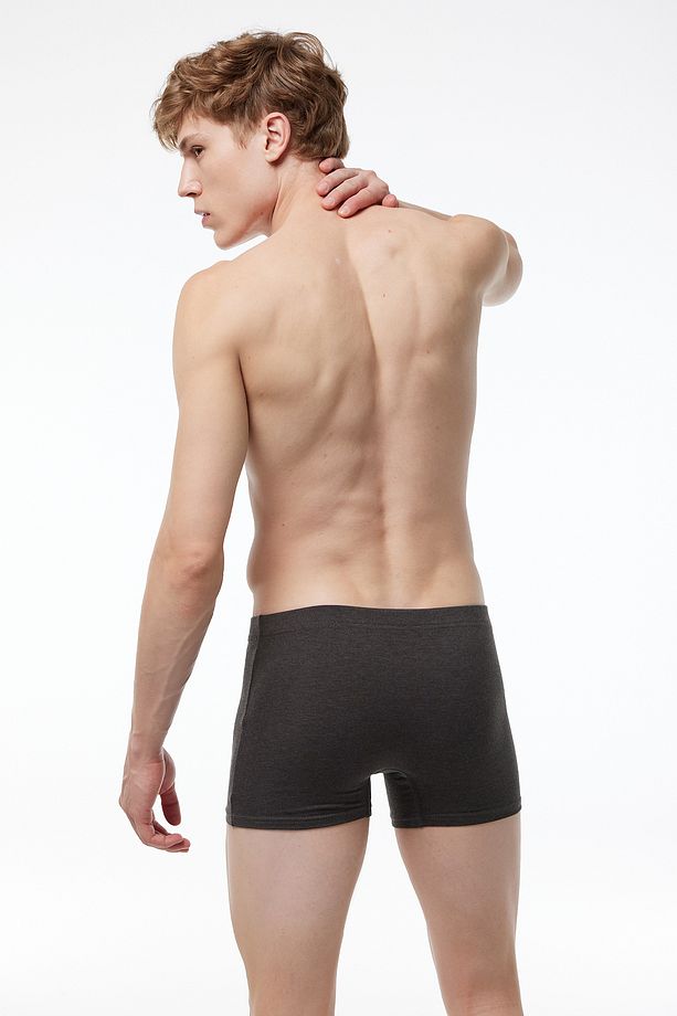 Erkek Antrasit 5 Li Pamuk Elastan Boxer 5m074 - 3