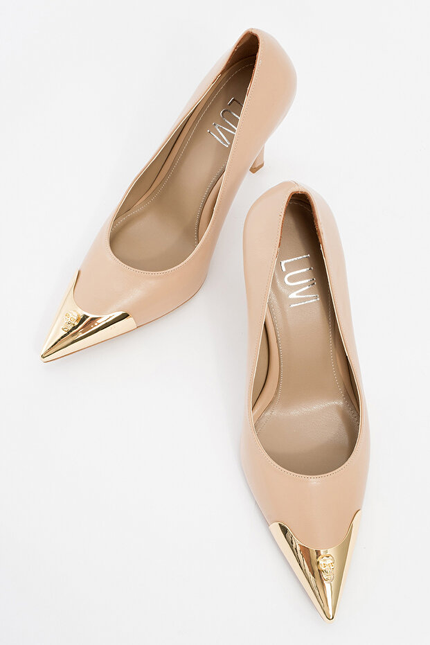 PRUVA bézs bőrű női magas sarkú cipő - 2