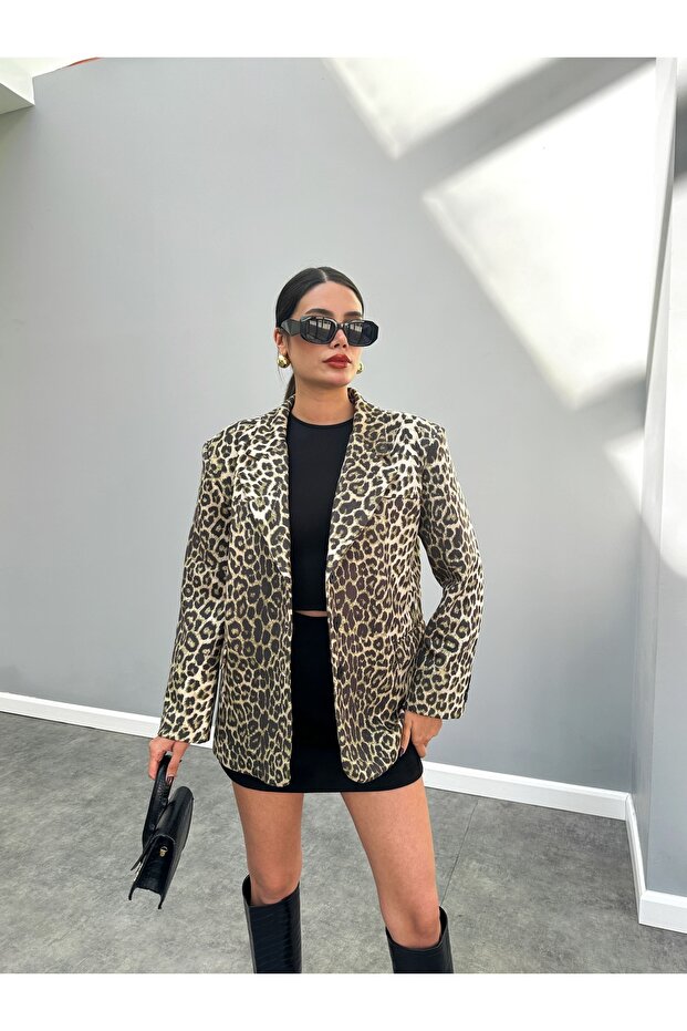 Leo Patterned Blazer Nubuck Jacket - 1