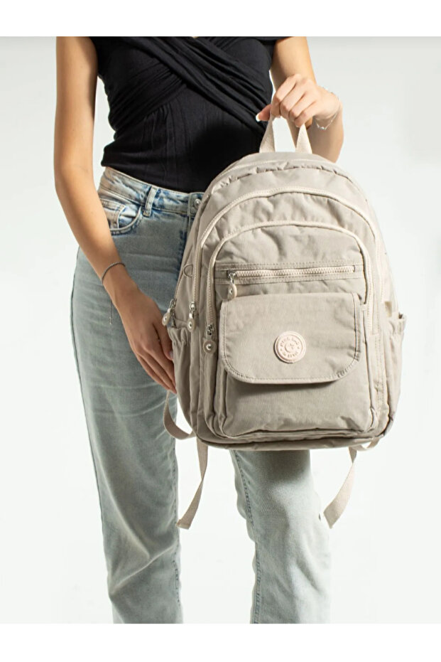 Mega Beige Multi-Compartment Backpack Suitable for School and Daily Use - 3