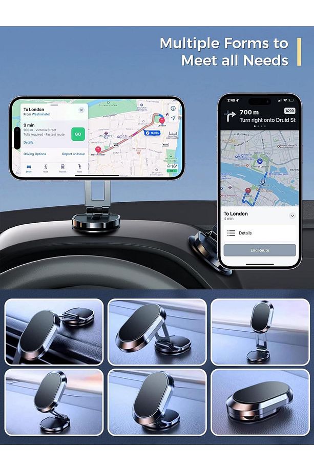 Katlanabilir Mınatıslı Manyetik Mini Araç Içi Ve Masaüstü Telefon Tutucu 360 Derece Dönen Yapışkanlı - 4