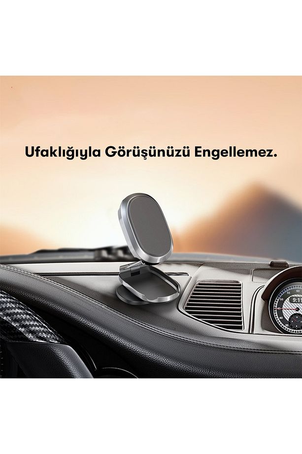 Katlanabilir Mınatıslı Manyetik Mini Araç Içi Ve Masaüstü Telefon Tutucu 360 Derece Dönen Yapışkanlı - 9