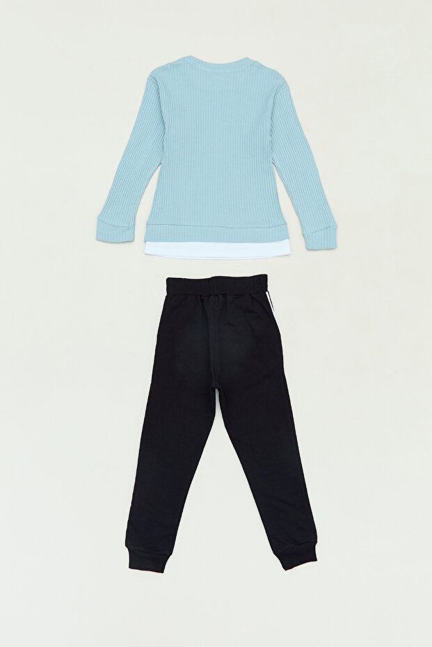Σετ κοριτσιού με ραβδώσεις Crew Neck - Εθνόσημο - 2