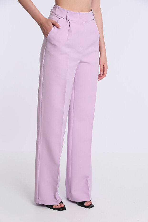 Pileli Polyester Elastan Kumaş Pantalon - 2