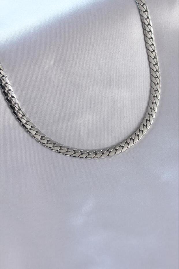 Silver Steel Chain Style Men's Necklace for Casual Style