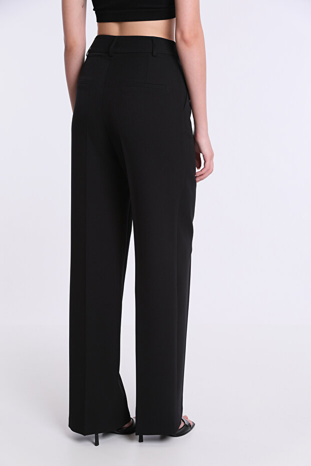 Pileli Polyester Elastan Kumaş Pantalon - 4