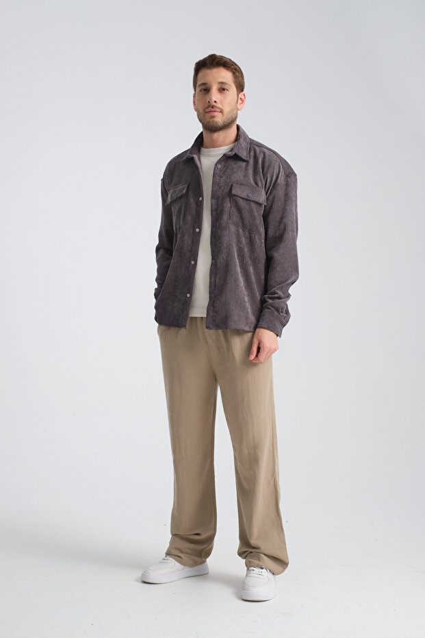 Haven Erkek Oversize Kalın Kadife Gömlek - 5