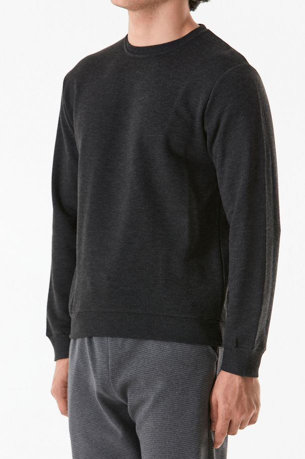 3 Iplik Basic Bisiklet Yaka Sweatshirt - 5