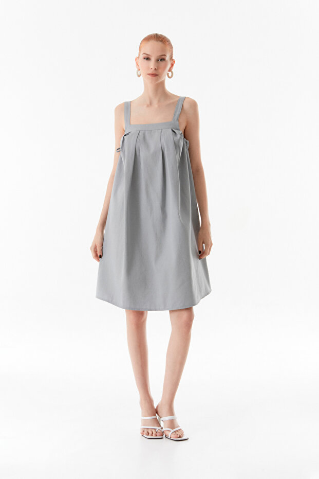 Side Tie-Detail Gabardine Dress