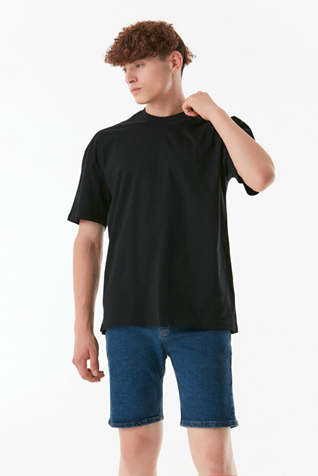 Basic Bisiklet Yaka Tişört - 6