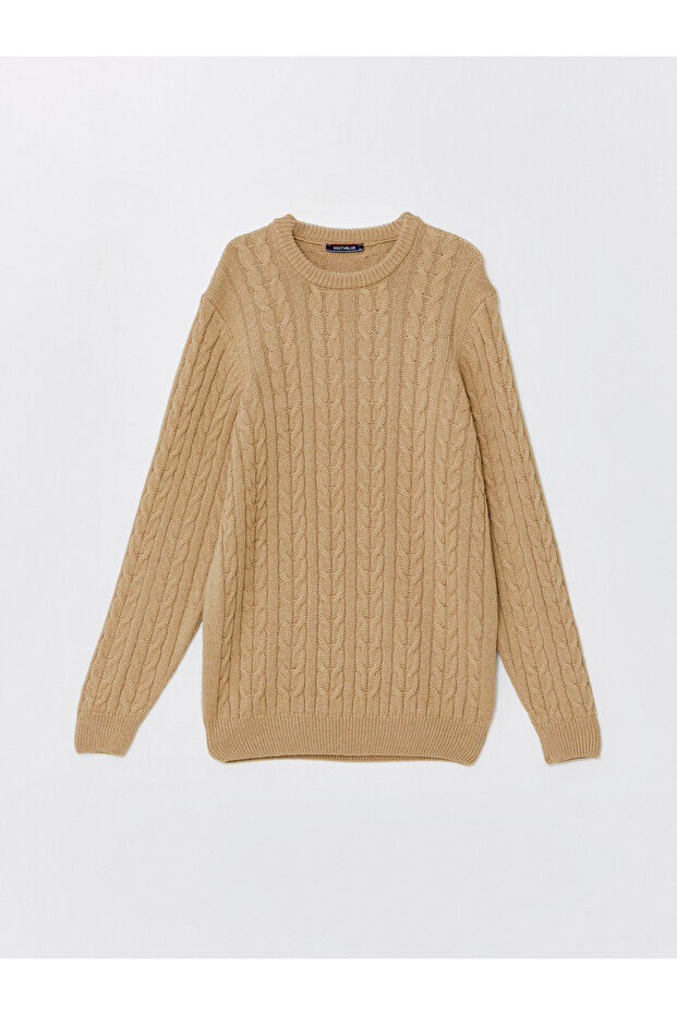 Bisiklet Yaka Uzun Kollu Erkek Triko Kazak - W4dq41z8 - 1